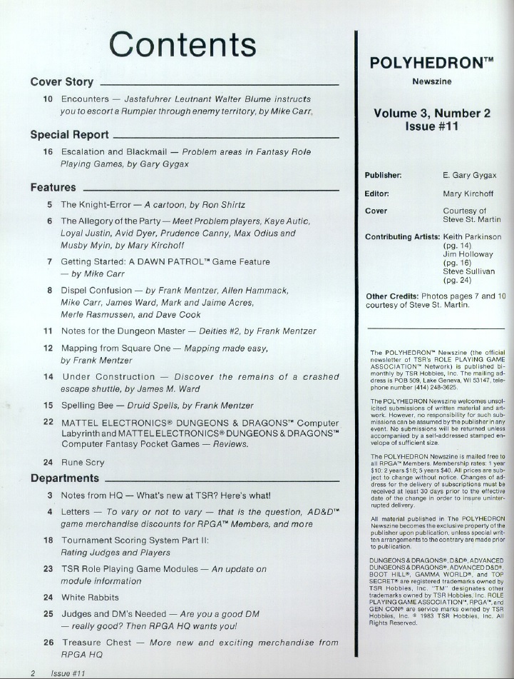 Tsr Rpga 200. RPGA/TSR – Polyhedron #11 (April 1983) – The History of D&D